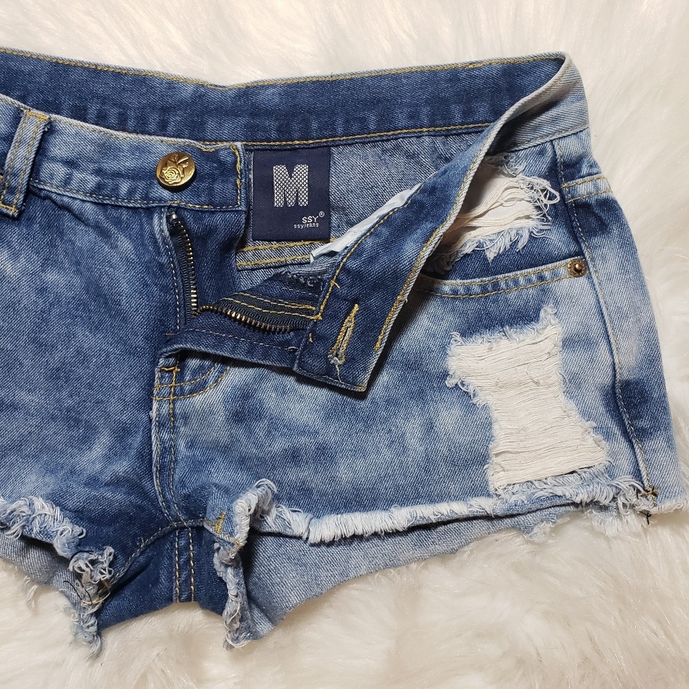 SSY Jeans Cut Off Disstressed Denim Shorts M (3/4)